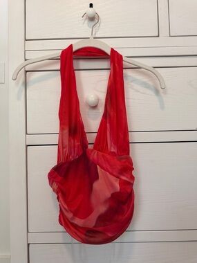 NWT Grey Bandit Halter Ruched Open-Back Top